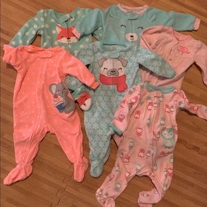 Six Girl Footie Pajamas